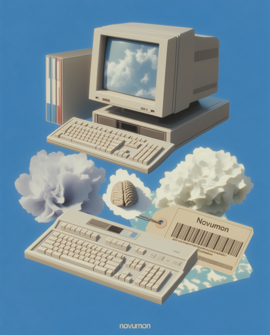 An editorial research workstation with market records, color studies, and a hand pointing to a live signal.